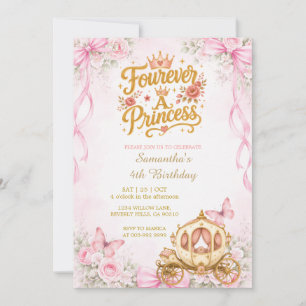 Convite Aniversário da Carruagem Floral Rosa Princesa para