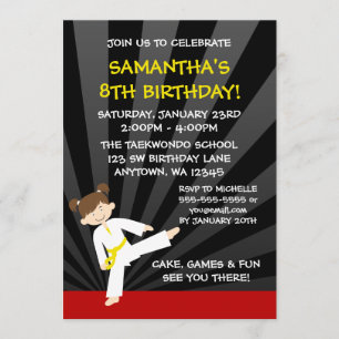Convite Aniversário da correia do amarelo do karaté de