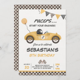Convite Aniversário da Corrida do Carro Amarelo de Nascime