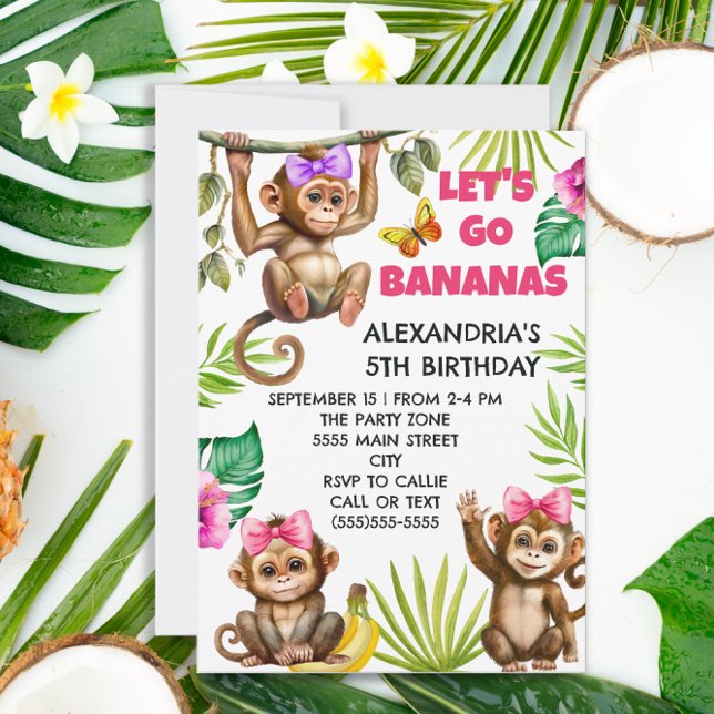 Convite Aniversário da Criança Selva de Macacos-Bananas Co (Criador carregado)