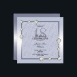 Convite Aniversário da decoração de brilhantes azuis e dia<br><div class="desc">Convite de aniversário romântico elegante e elegante, com joias de gema de diamante prateado brilhante na moda e decorações de cantos com borda azul e brilho azul impresso sobre fundo azul de safira. Uma design romântica para sua celebração. Todo texto, fonte e cor da fonte são totalmente personalizáveis para atender...</div>