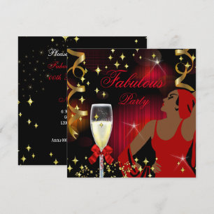 Convite Aniversário da Diva Brilhante Vermelho Fabuloso