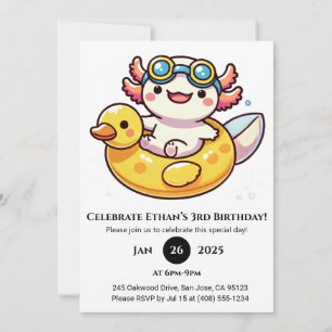 Convite Aniversário da Diversão do Fluxo Axolotl