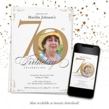 Aniversário da Elegante Dourada Caligrafia Branca 