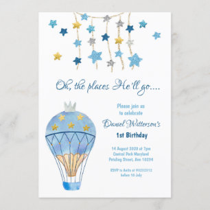 Convite Aniversário da estrela do balão de ar quente par