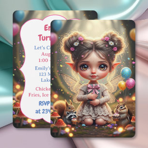 Convite Aniversário da Fada Chibi da Floresta Caprichosa