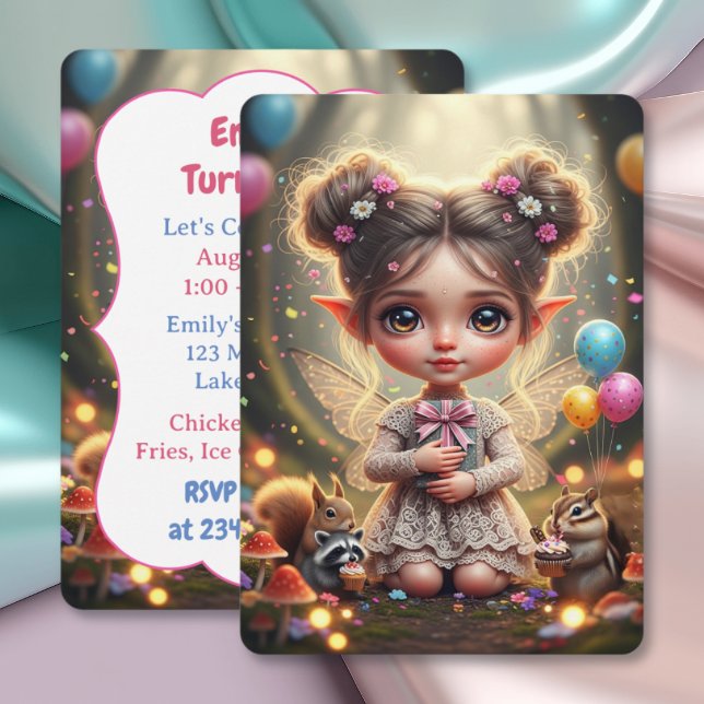 Convite Aniversário da Fada Chibi da Floresta Caprichosa (Criador carregado)