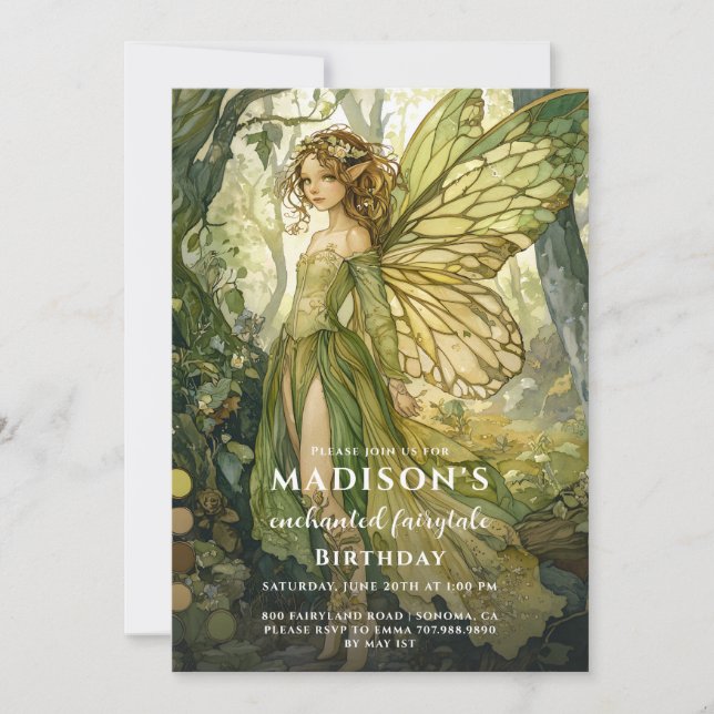 Convite Aniversário da Fada da Floresta Encantada (Frente)