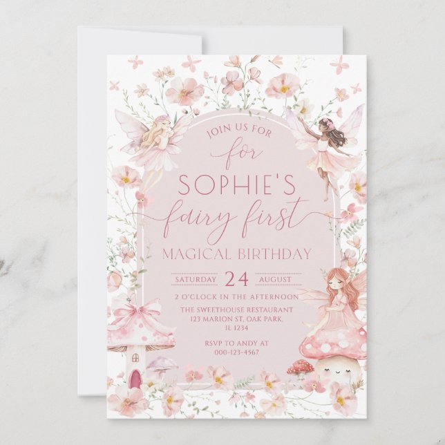 Convite Aniversário da Fada de Jardim Encantada (Frente)
