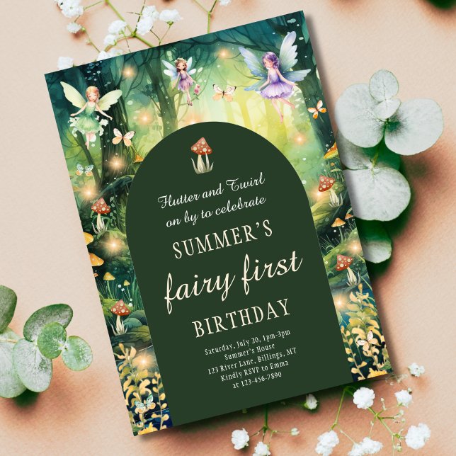 Convite Aniversário da Fada First Flutter e Twirl Girl (Criador carregado)