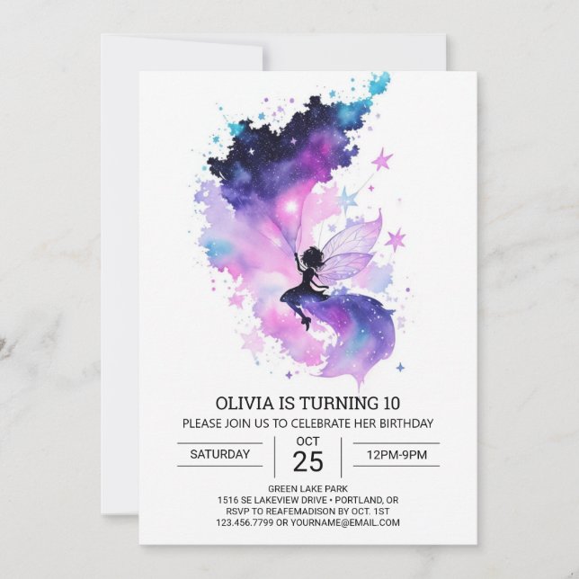 Convite Aniversário da Fada Personalizada Encantada (Frente)