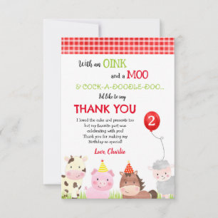 Convite Aniversário Da Fazenda De Barnyard Obrigado Cartõe