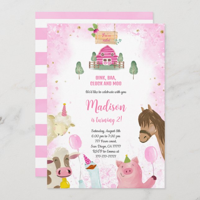 Convite Aniversário da Fazenda de Menina Bonita (Frente/Verso)