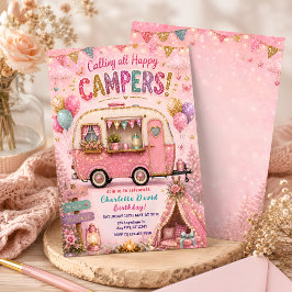 Convite Aniversário da Feliz Camper Rosa