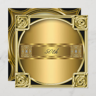 Convite Aniversário da Festa de aniversário Dourada Elegan