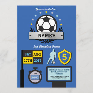 Convite Aniversário da Festa de Futebol de Menino Blue Inv