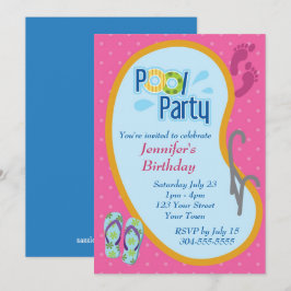 Convite Aniversário da Festa de Piscina de Sacudir