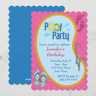 Convite Aniversário da Festa de Piscina de Sacudir