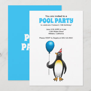 Convite Aniversário da Festa de Piscina de Verão