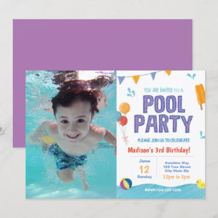 Convite Aniversário da Festa de Piscina de Verão Convide c