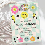 Convite Aniversário da Festa de Rosto Feliz Verde da Pré-P<br><div class="desc">Tragam boas vibrações com este novo convite de aniversário de feliz pré-disquete.</div>