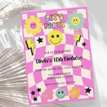Convite Aniversário da Festa Feliz de Rosto Y2K Pink Quent<br><div class="desc">Tragam boas vibrações com este novo convite de aniversário para feliz rosa quente.</div>