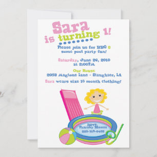 Convite Aniversário da festa na piscina