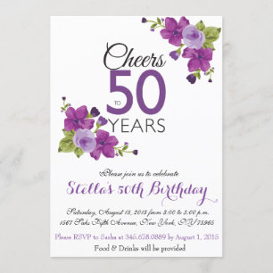 Convite Aniversário da flor roxa elegante da pintura o