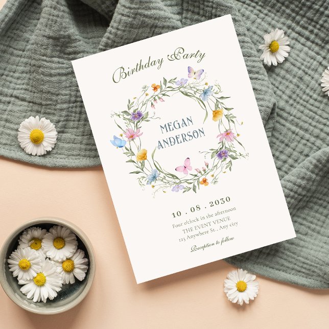Convite Aniversário da Floral Wreath (Criador carregado)