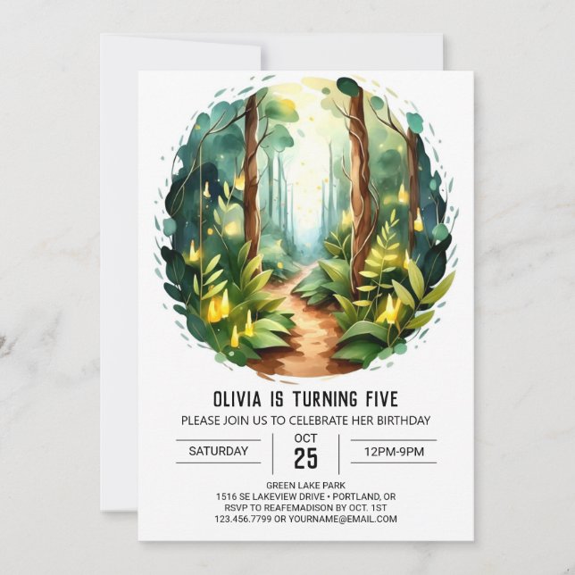 Convite Aniversário da Floresta de Pinheiros Encantada (Frente)