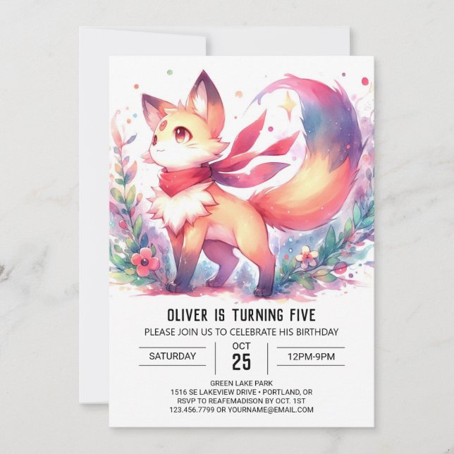 Convite Aniversário da Floresta Elegante (Frente)