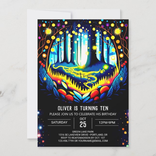 Convite Aniversário da Floresta Florestal Elegante (Frente)