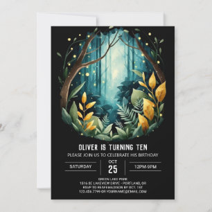 Convite Aniversário da Floresta Temporal Personalizada