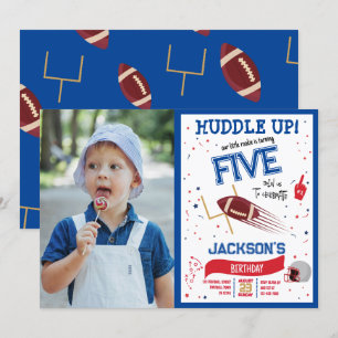 Convite Aniversário da Foto de Futebol do Huddle Up Little
