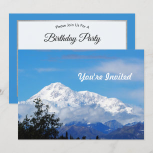 Convite Aniversário da Foto de Neve da Montanha Denali Al