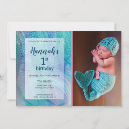 Convite Aniversário da foto do bebê do teste padrão da