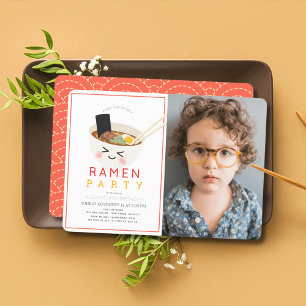 Convite Aniversário da Foto do Criança Chinesa Ramen