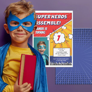 Convite Aniversário da Foto do Super Herói Única do Cômico
