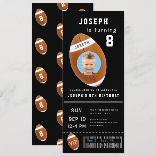 Convite Aniversário da Foto Personalizada do Bilhete de Fu (Frente/Verso)