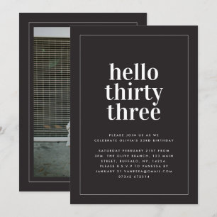 Convite Aniversário da fotografia de tipografia branca e 