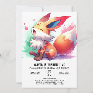 Convite Aniversário da Fox Personalizada Encantada