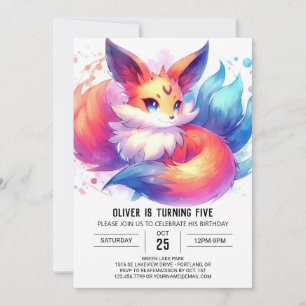 Convite Aniversário da Fox Personalizada Moderna