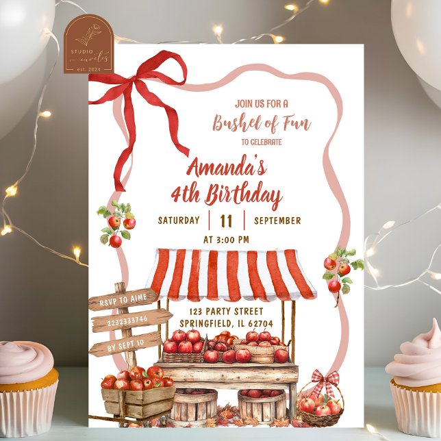 Convite Aniversário da Garota de Arco de Ondas Coquette (Criador carregado)