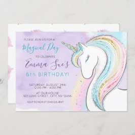 Convite Aniversário da Garota do Dia Mágico do Unicórnio d