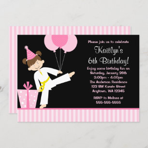 Convite Aniversário da Garota do Karate, Balões Rosa