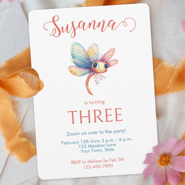 Convite Aniversário da Garota Dragonfly Whimsical (Criador carregado)