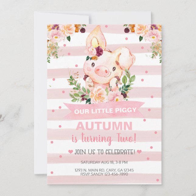 Convite Aniversário da Garota Piggy. (Frente)