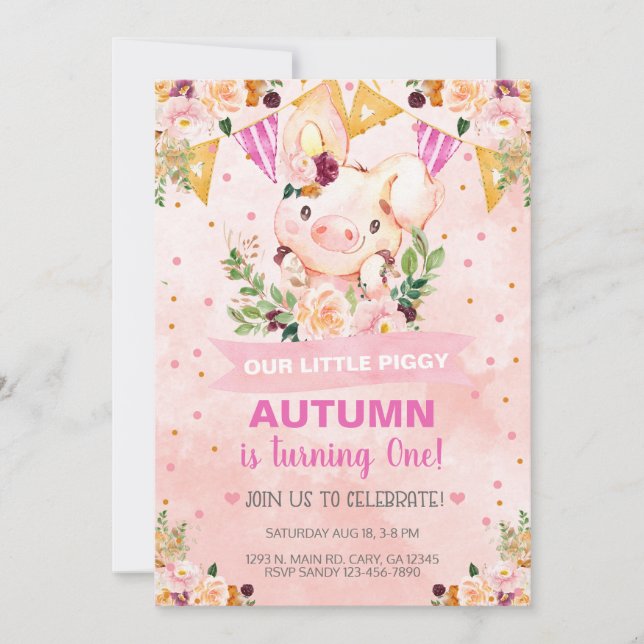 Convite Aniversário da Garota Piggy. Invit (Frente)