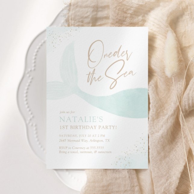 Convite Aniversário da Garota Sereia da Turquesa do Mar (Criador carregado)