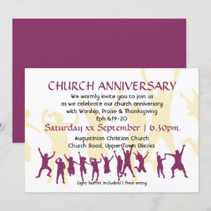 Convite ANIVERSÁRIO DA IGREJA Moderno Burgundy Personalizá